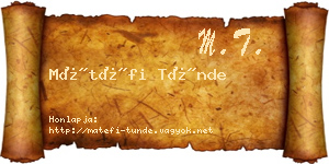 Mátéfi Tünde névjegykártya